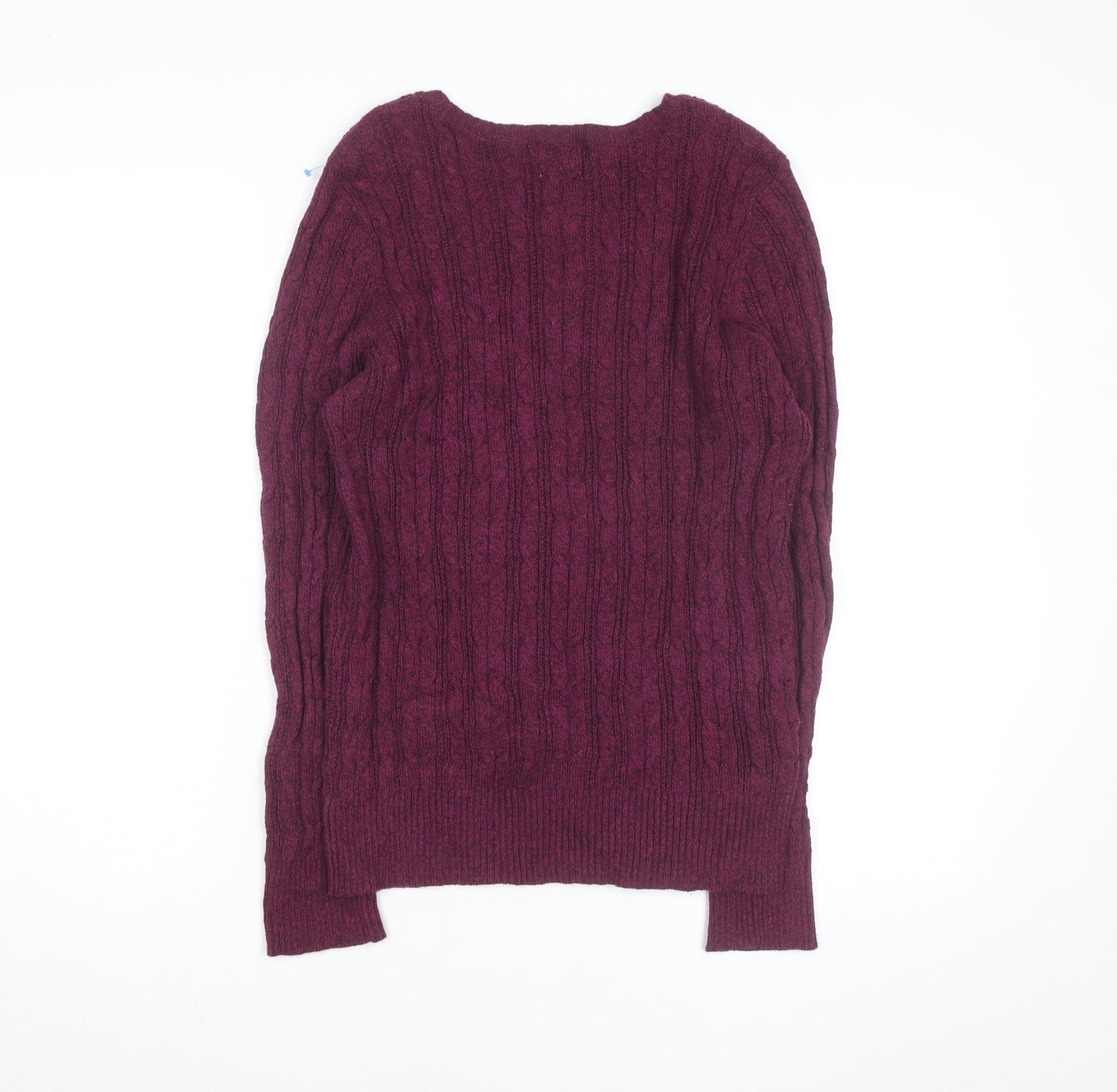 St. John's Bay Men's Purple Cable-Knit Cotton Jumper Size L