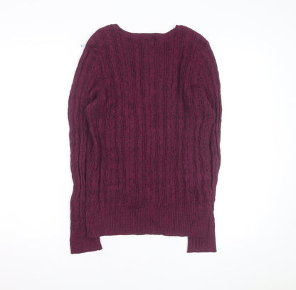 St. John's Bay Men's Purple Cable-Knit Cotton Jumper Size L