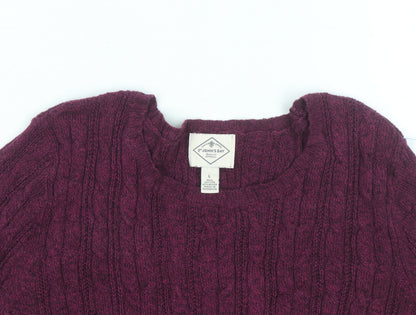 St. John's Bay Men's Purple Cable-Knit Cotton Jumper Size L