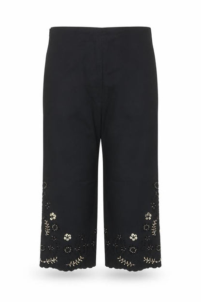 Vanity Womens Black Cropped Embroidered Beaded Trousers Size S