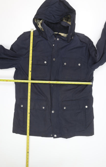 Brooks Brothers Men's Blue Parka Jacket L Hooded Cotton Lined