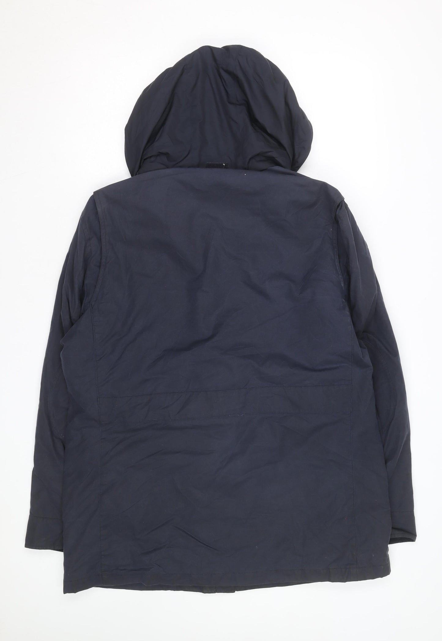 Brooks Brothers Men's Blue Parka Jacket L Hooded Cotton Lined