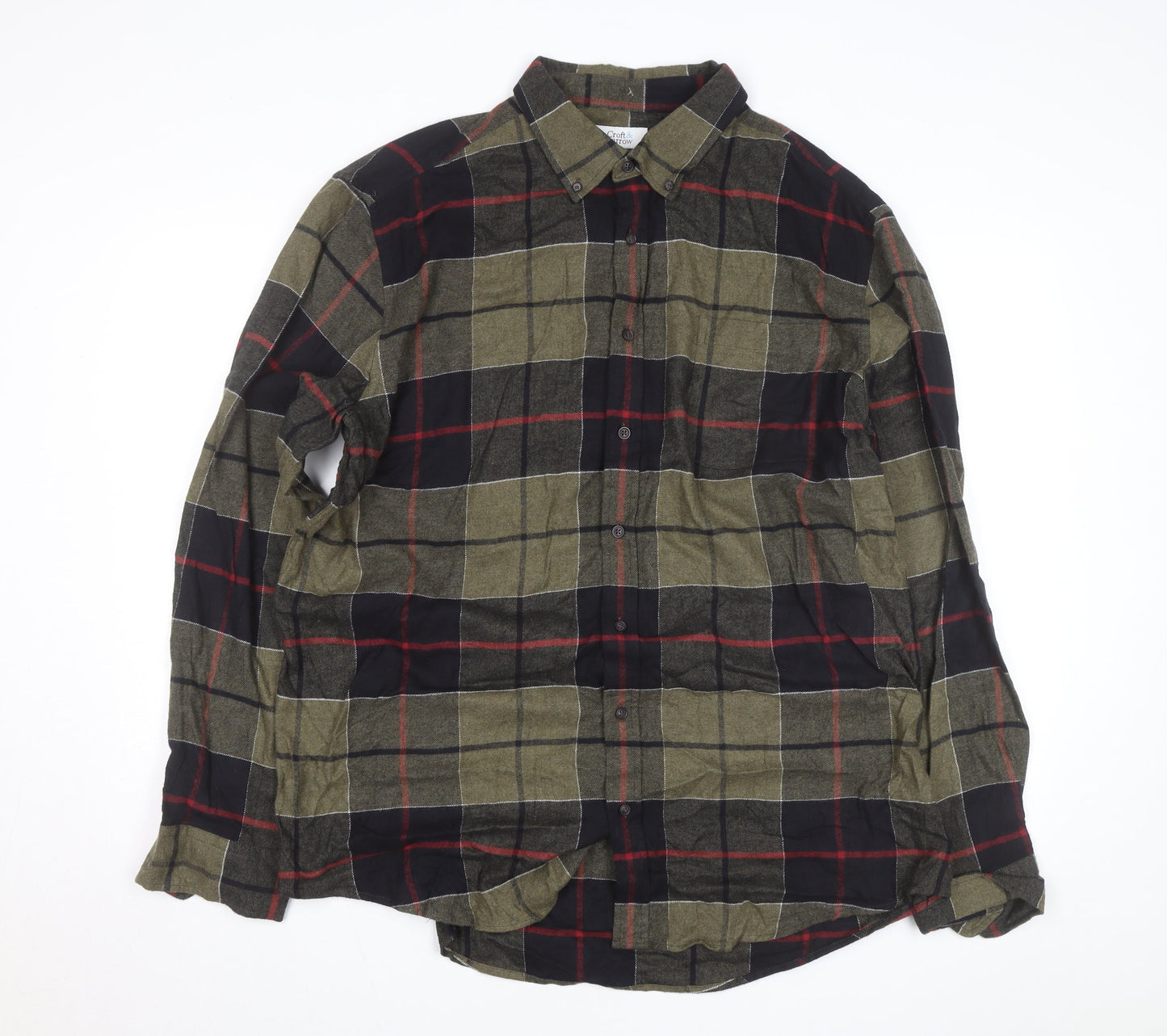 Croft & Barrow Men's Green Checked Flannel Button-Up Shirt XL