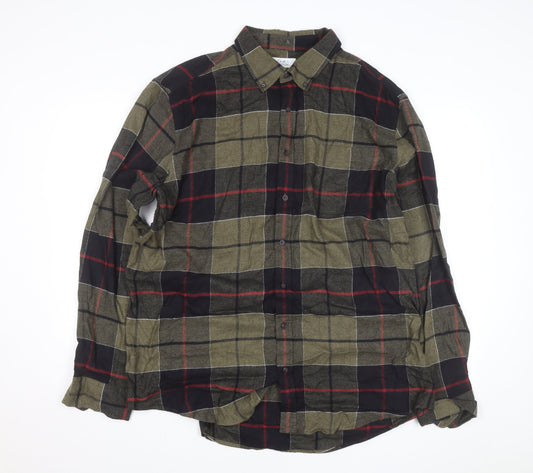 Croft & Barrow Men's Green Checked Flannel Button-Up Shirt XL