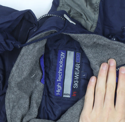 TCM Men’s Blue Waterproof Ski Jacket L Hooded Winter Outdoor