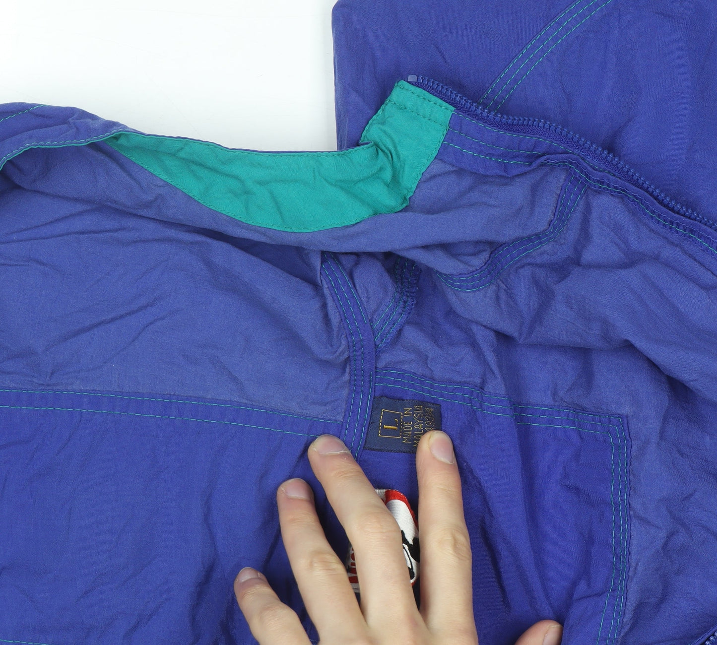 Disney Mickey Mouse Blue Men's L Vintage 90s Hooded Windbreaker Jacket