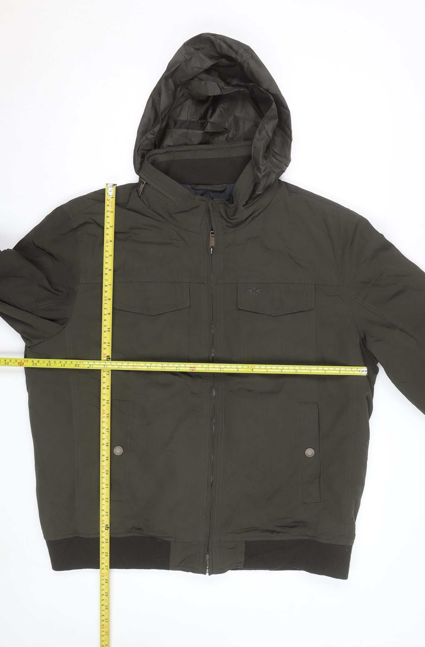 Dockers Men's Green XL Bomber Jacket Hooded Padded Polyester