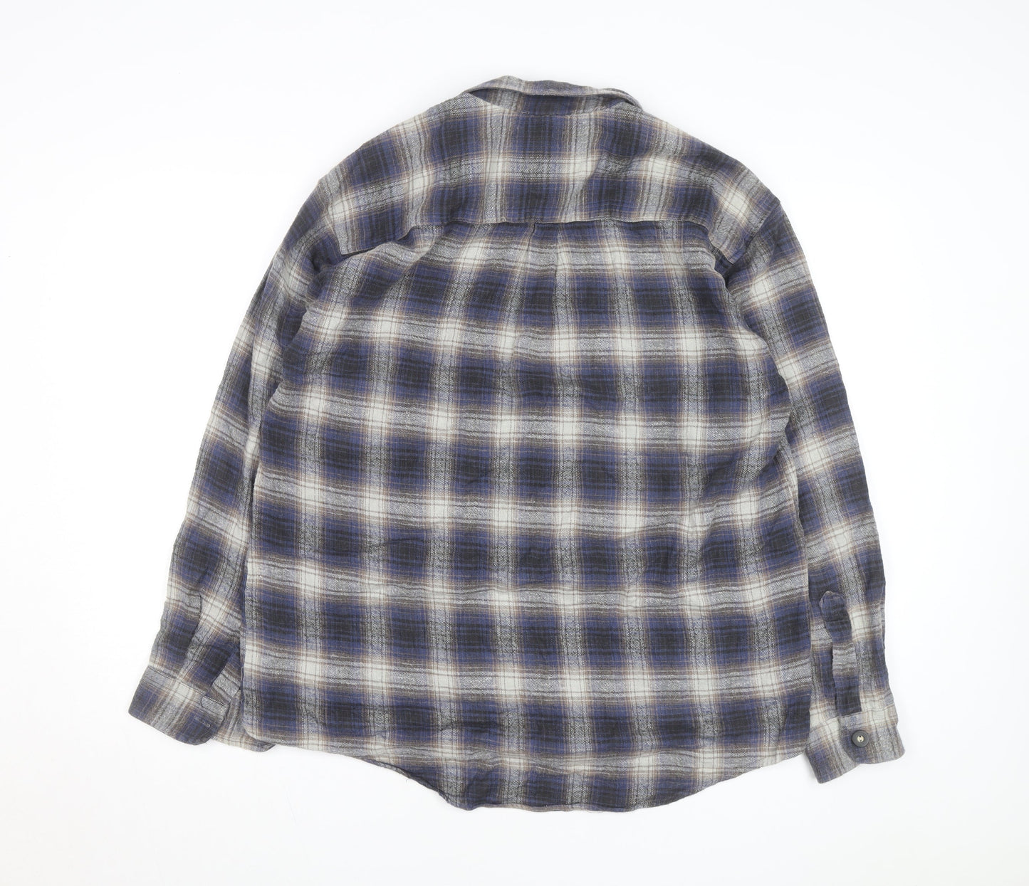 Genius Men's Blue Checked Flannel Cotton Button-Up Shirt Size 41