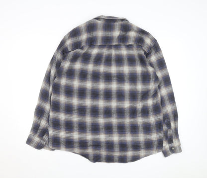 Genius Men's Blue Checked Flannel Cotton Button-Up Shirt Size 41
