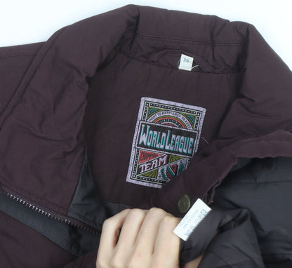 World League Womens Brown Long Parka Jacket Size 26 Lined Zip Pockets
