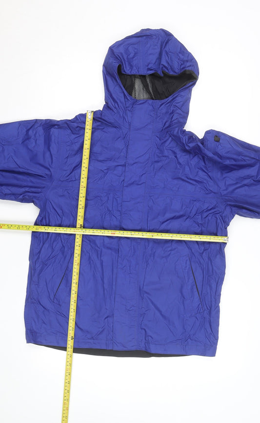 Pacific Trail Boys Blue Waterproof Hooded Rain Coat Jacket Size L