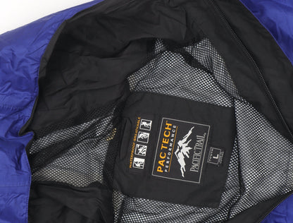 Pacific Trail Boys Blue Waterproof Hooded Rain Coat Jacket Size L