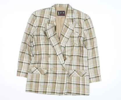 Miaoying Men's Beige Check Blazer M Regular Fit Business Jacket