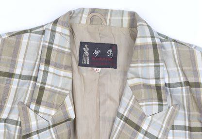 Miaoying Men's Beige Check Blazer M Regular Fit Business Jacket