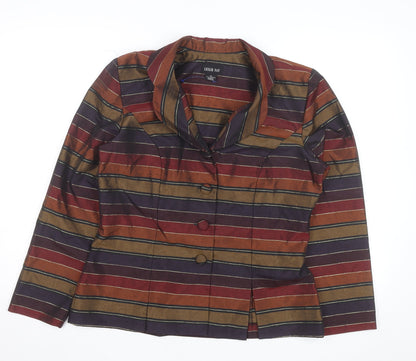Leslie Fay Women's Multicoloured Striped Blazer Size 12 Classic Style