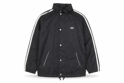 ADDAX Men's Black L Windbreaker Jacket with White Stripes