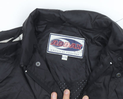 ADDAX Men's Black L Windbreaker Jacket with White Stripes