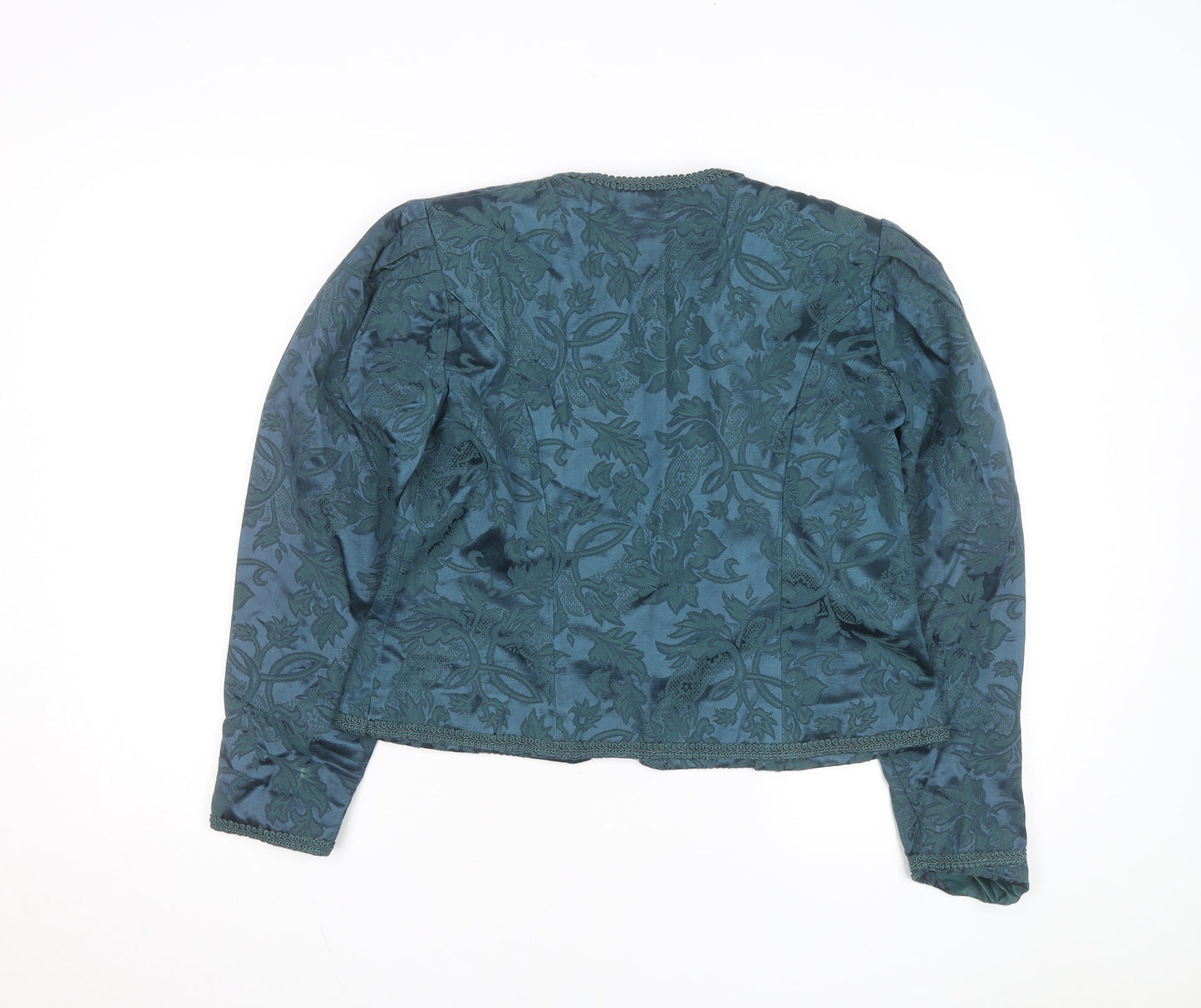 Marilyn Gershuni Women's Green Jacquard Silk Blend Blazer Jacket Size 12