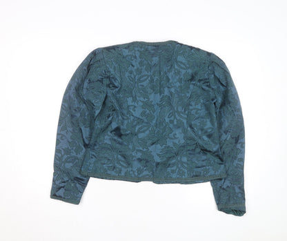 Marilyn Gershuni Women's Green Jacquard Silk Blend Blazer Jacket Size 12