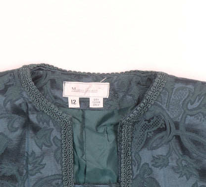 Marilyn Gershuni Women's Green Jacquard Silk Blend Blazer Jacket Size 12