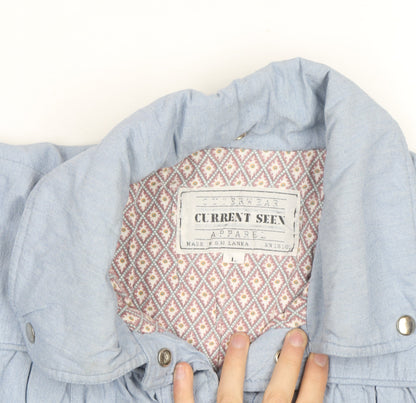 Current Seen Men's Blue Cotton L Casual Basic Jacket