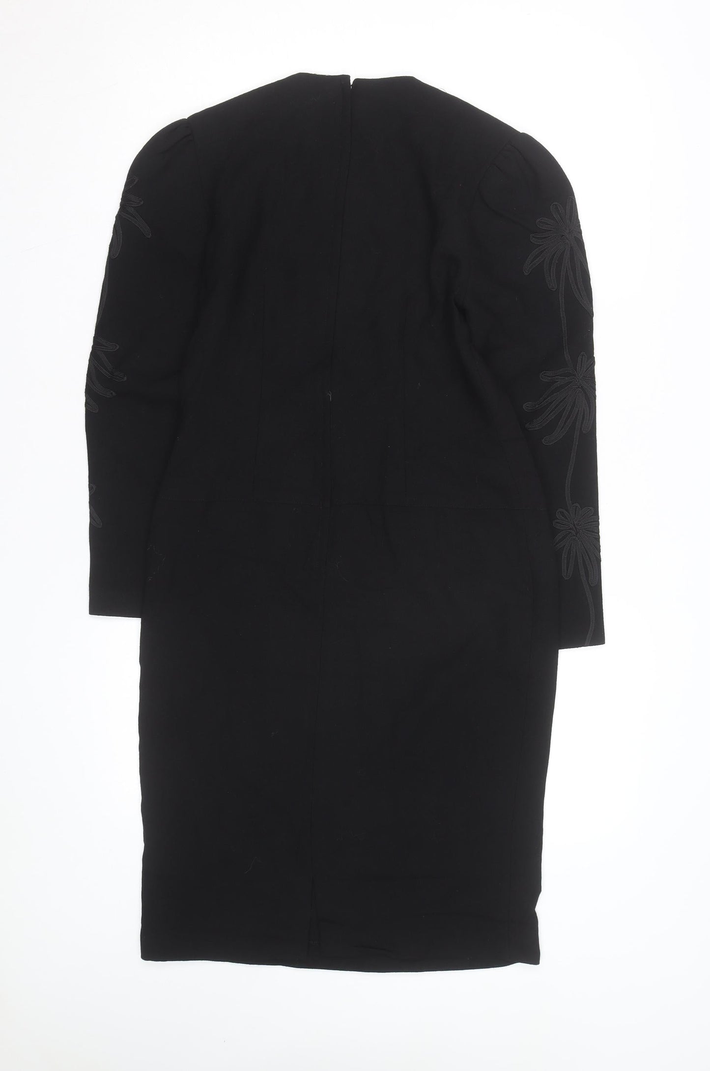 Edie Johne Womens Black Wool Long Sleeve Classic Overcoat S