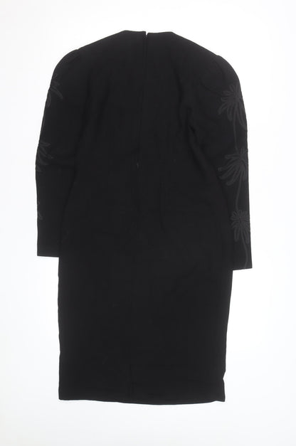 Edie Johne Womens Black Wool Long Sleeve Classic Overcoat S