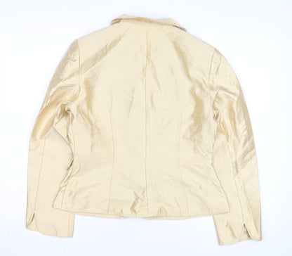 Kay Unger Women's Beige Blazer Jacket Size 10 Classic Satin Style