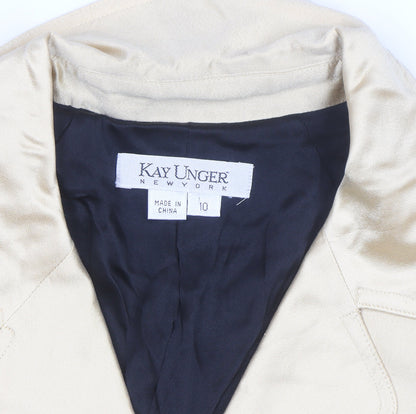 Kay Unger Women's Beige Blazer Jacket Size 10 Classic Satin Style