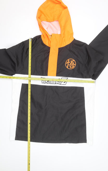Dragon Ball Z Men’s Black Orange Windbreaker Jacket Size L Anime Hooded
