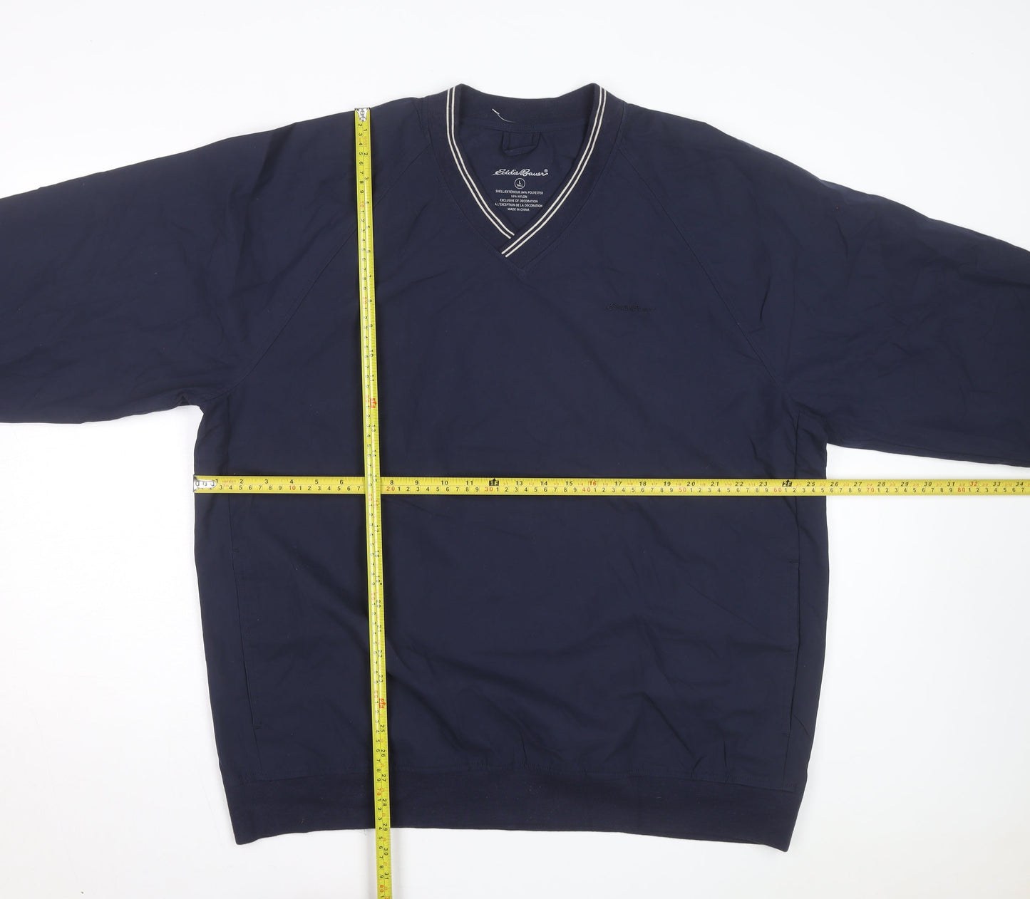 Eddie Bauer Men's Blue V-Neck Pullover Sweatshirt Size L Tall