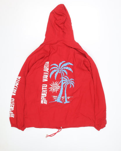 Confecciones Sol Men’s Red Full Zip Beach Hoodie M Puerto Vallarta Mexico