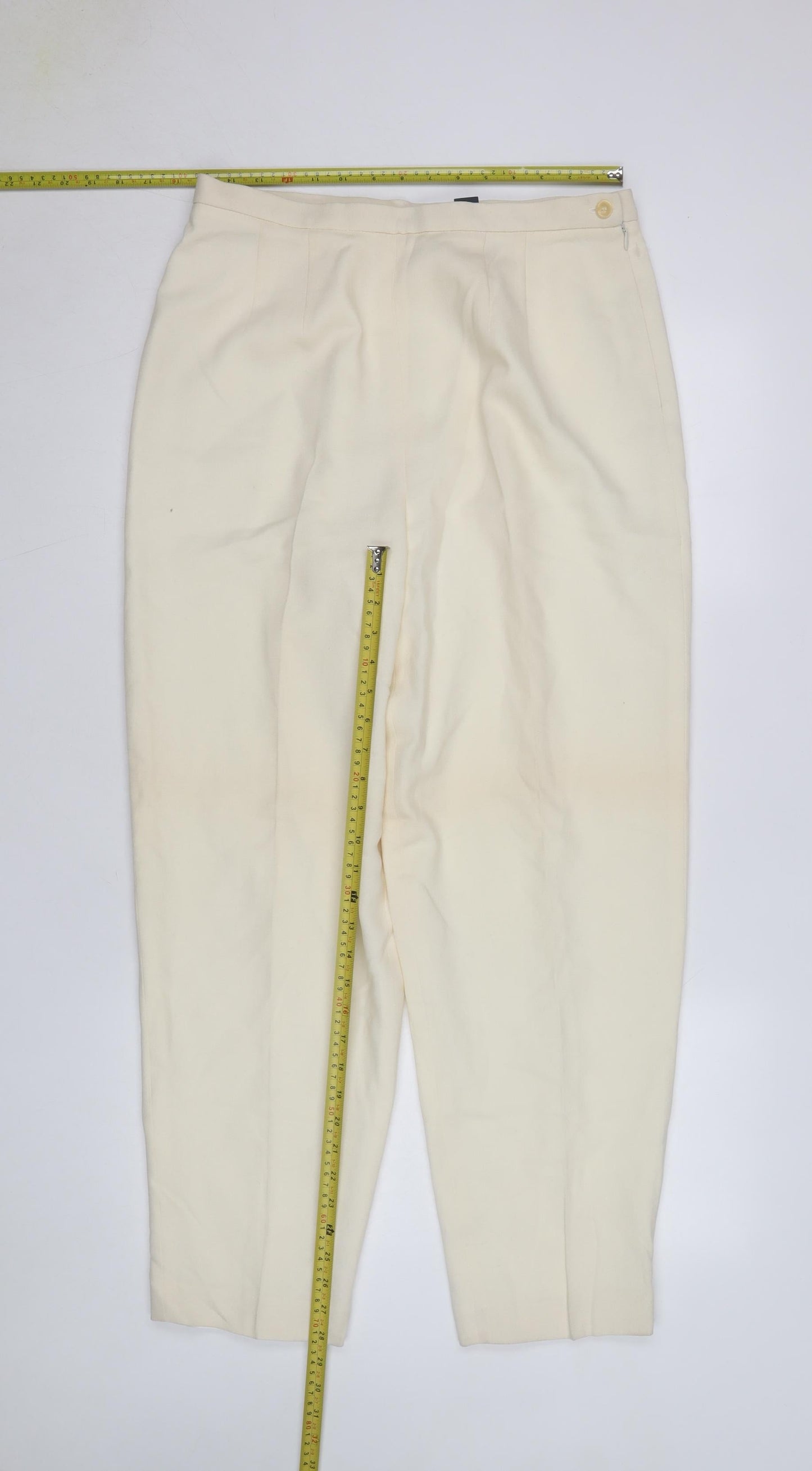 Andrea Viccaro Women’s Ivory High Rise Pleated Tapered Trousers Size 12