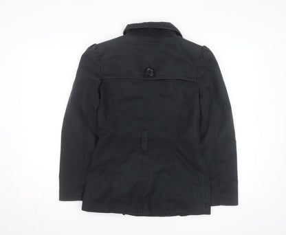 Oasis Women's Black Trench Coat Size S Belted Mid-Length Classic