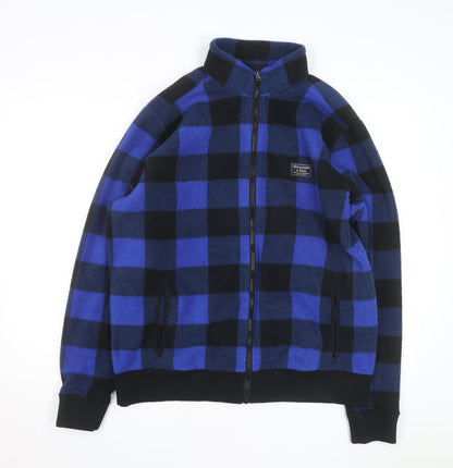 Abercrombie & Fitch Men's Blue Check Fleece Full Zip Jumper 2XL