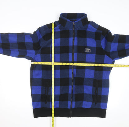 Abercrombie & Fitch Men's Blue Check Fleece Full Zip Jumper 2XL