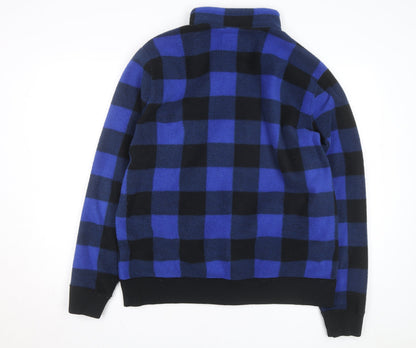 Abercrombie & Fitch Men's Blue Check Fleece Full Zip Jumper 2XL