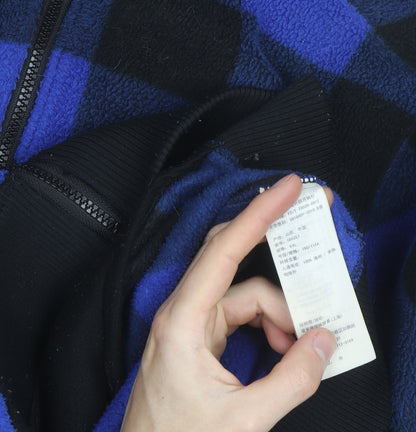 Abercrombie & Fitch Men's Blue Check Fleece Full Zip Jumper 2XL