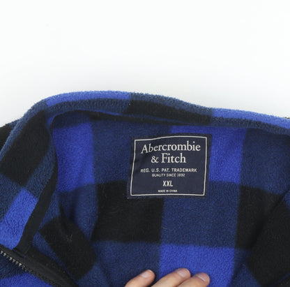 Abercrombie & Fitch Men's Blue Check Fleece Full Zip Jumper 2XL