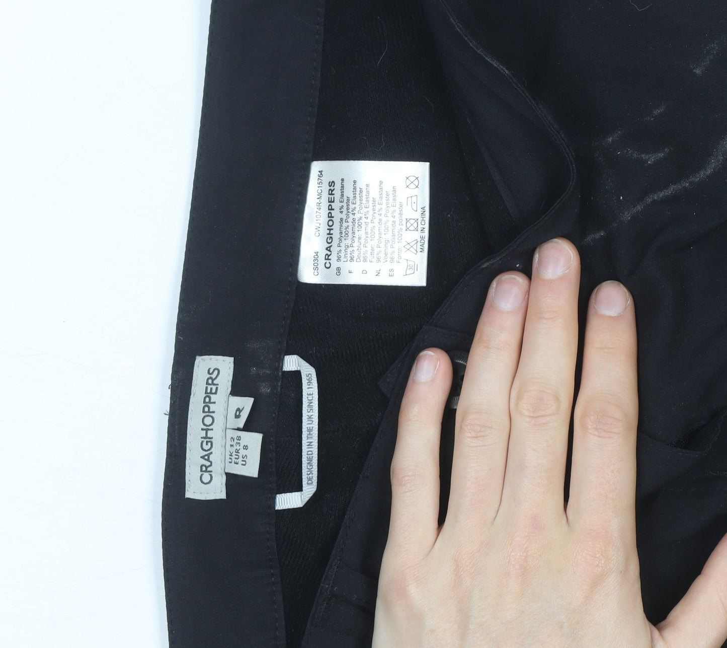 Craghoppers Women's Black Stretch Travel Trousers Size 12 Regular