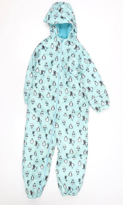 Regatta Blue Penguin Print Hooded Waterproof Baby Snowsuit 12-18 Months