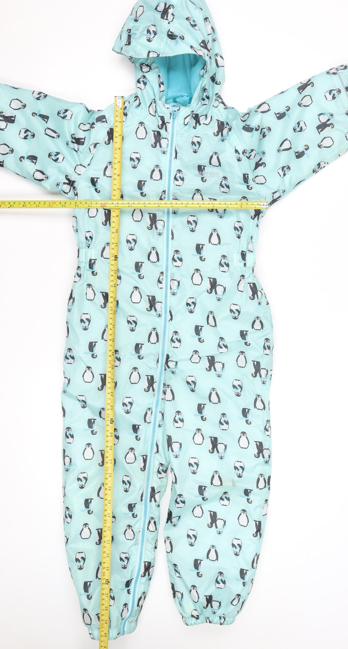 Regatta Blue Penguin Print Hooded Waterproof Baby Snowsuit 12-18 Months
