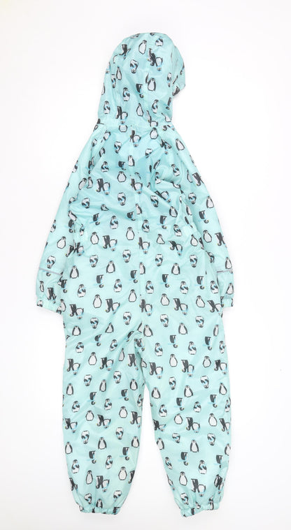 Regatta Blue Penguin Print Hooded Waterproof Baby Snowsuit 12-18 Months