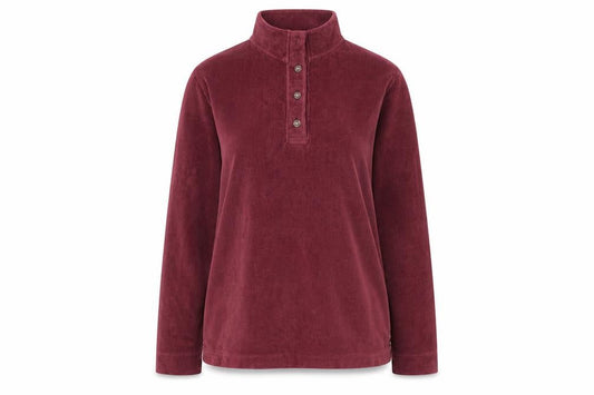 Cotton Traders Women's Red Corduroy Henley Jumper Size 12