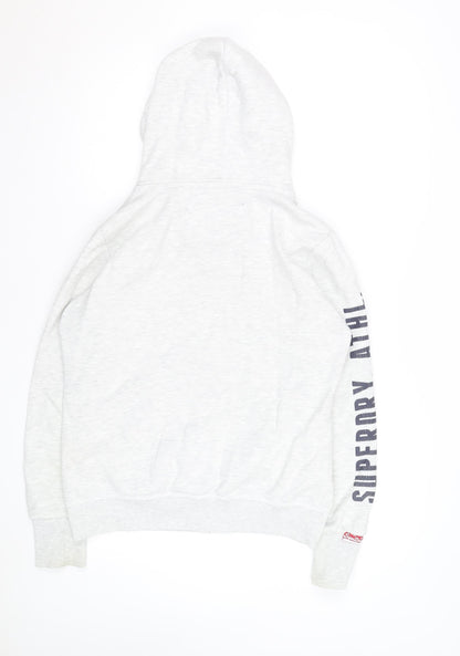 Superdry Women's Grey Full Zip Hoodie Size L Graphic Print