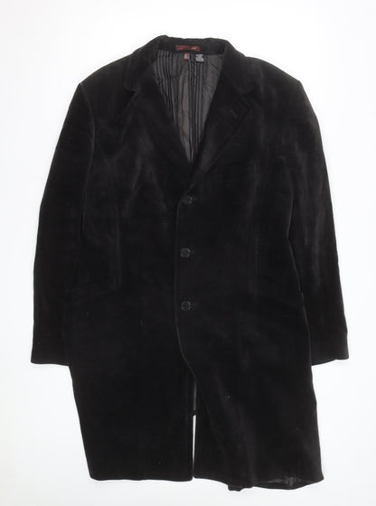 Zara Men Black Velvet Overcoat L Long Formal Jacket