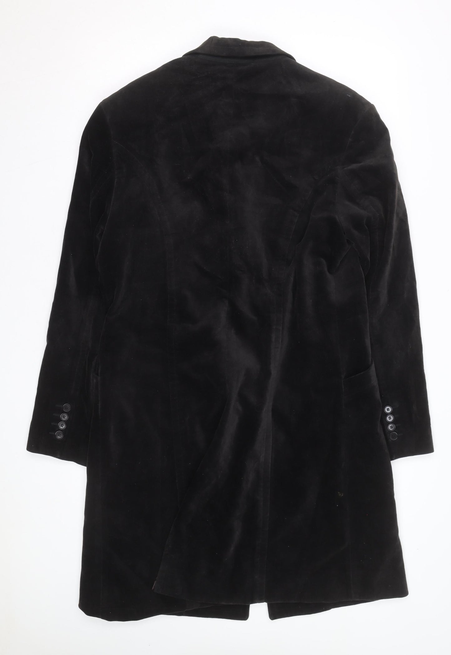 Zara Men Black Velvet Overcoat L Long Formal Jacket