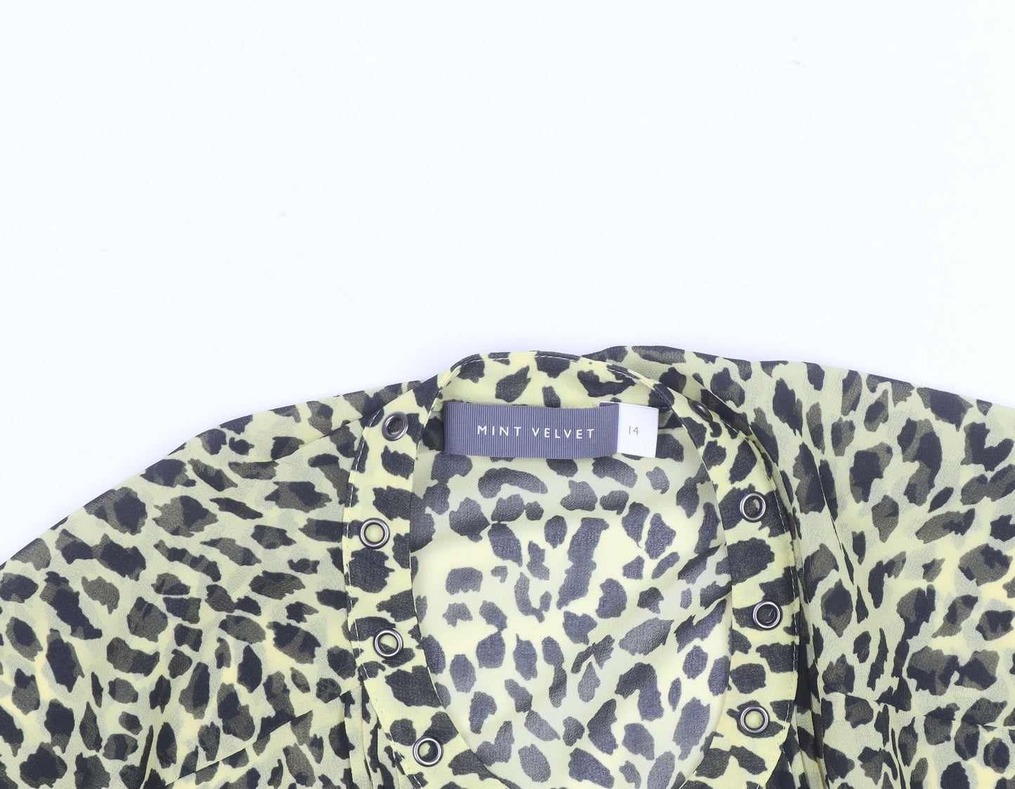 Mint Velvet Women's Leopard Print Sheer Kimono Blouse Size 14