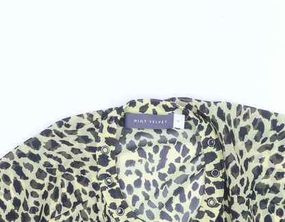 Mint Velvet Women's Leopard Print Sheer Kimono Blouse Size 14