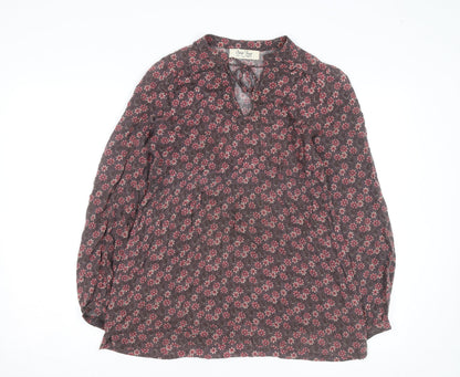 Oasis Women Brown Floral Long Sleeve Tunic Blouse Size 10